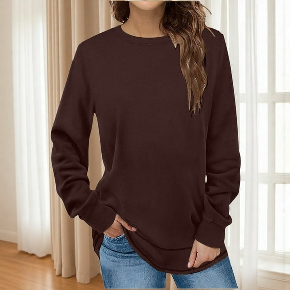 Zunfeo Women's Cozy Fleece Long Sleeve Tops, Soft Warm Pullover Tunic Sweatshirts for Fall and Winter,Lounge and Casual Wear Wine 2XL
