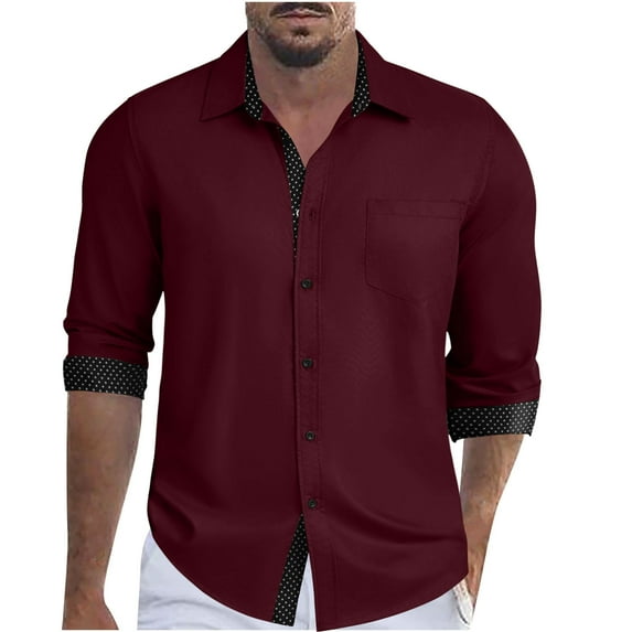 Zunfeo Mens Button Down Shirts Casual Dress Shirts Clearance Fall Long Sleeve Shirts under $10 S-2XL-