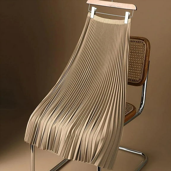 Zunfeo Pleated Skirts for Women High Waist Midi Satin Skirts Summer A-Line Maxi Skirts for Vacation Party Gold M