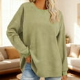thumbnail image 1 of Zunfeo Waffle Long Sleeve Shirts for Women Casual Oversized Fall Tops Lightweight Pulover Sweatshirts Green L, 1 of 8