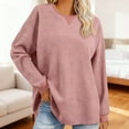 thumbnail image 1 of Zunfeo Waffle Long Sleeve Shirts for Women Casual Oversized Fall Tops Lightweight Pulover Sweatshirts Pink 2XL, 1 of 8
