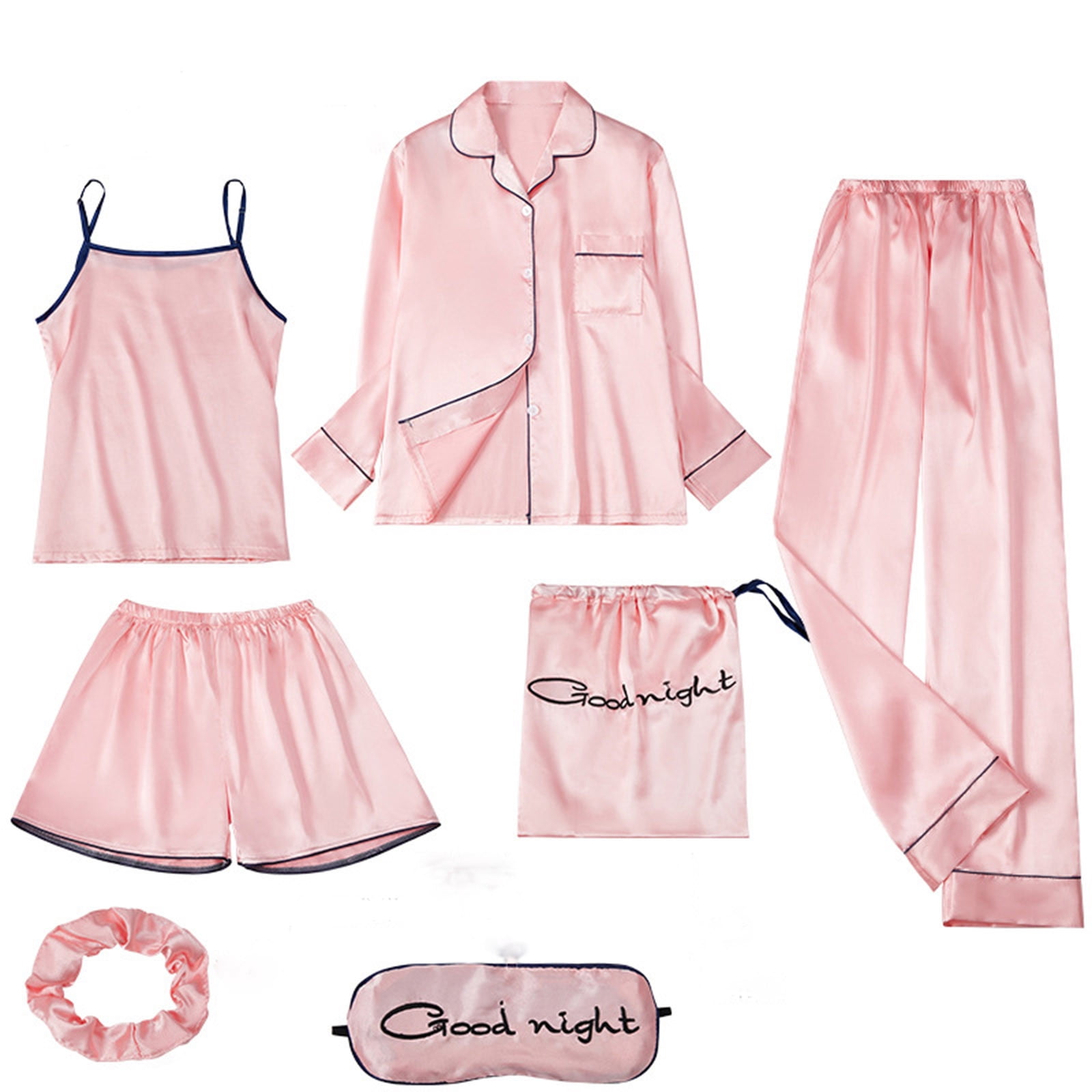 Bwndum Satin Pajama Set for Women Cozy Sleeveless Tank Tops Sleepwear Loose Loungewear 2 Piece Beige 10 Walmart