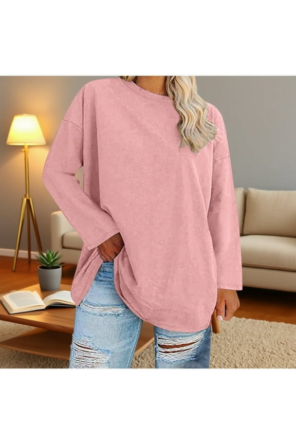 Women's Long Sleeve Tops Pullover Plus Size Fall Tops Casual Loose Tunic T Shirts