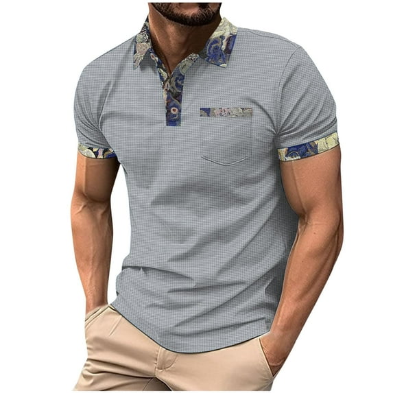 Zunfeo Polo Shirts for Men Graphic Short Sleeve Collared Shirt Casual Workout Summer T Shirts New Arrivals Gray 8