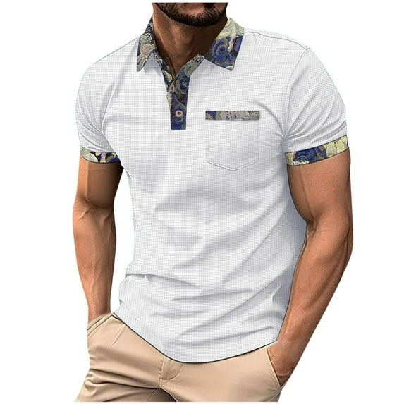 Zunfeo Polo Shirts for Men Graphic Short Sleeve Collared Shirt Casual Workout Summer T Shirts New Arrivals White 12