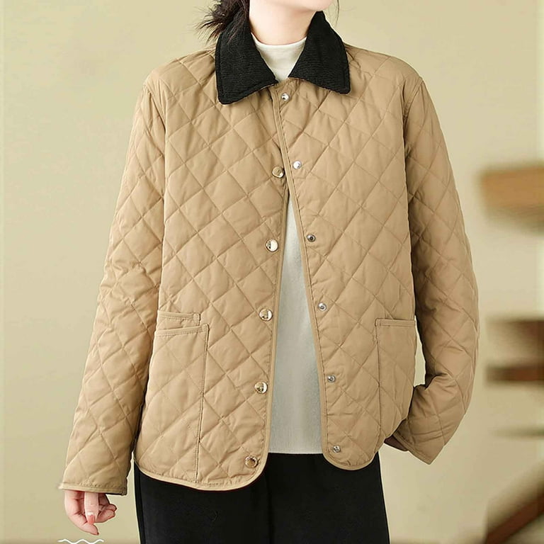 Khaki quilted jacket womens online