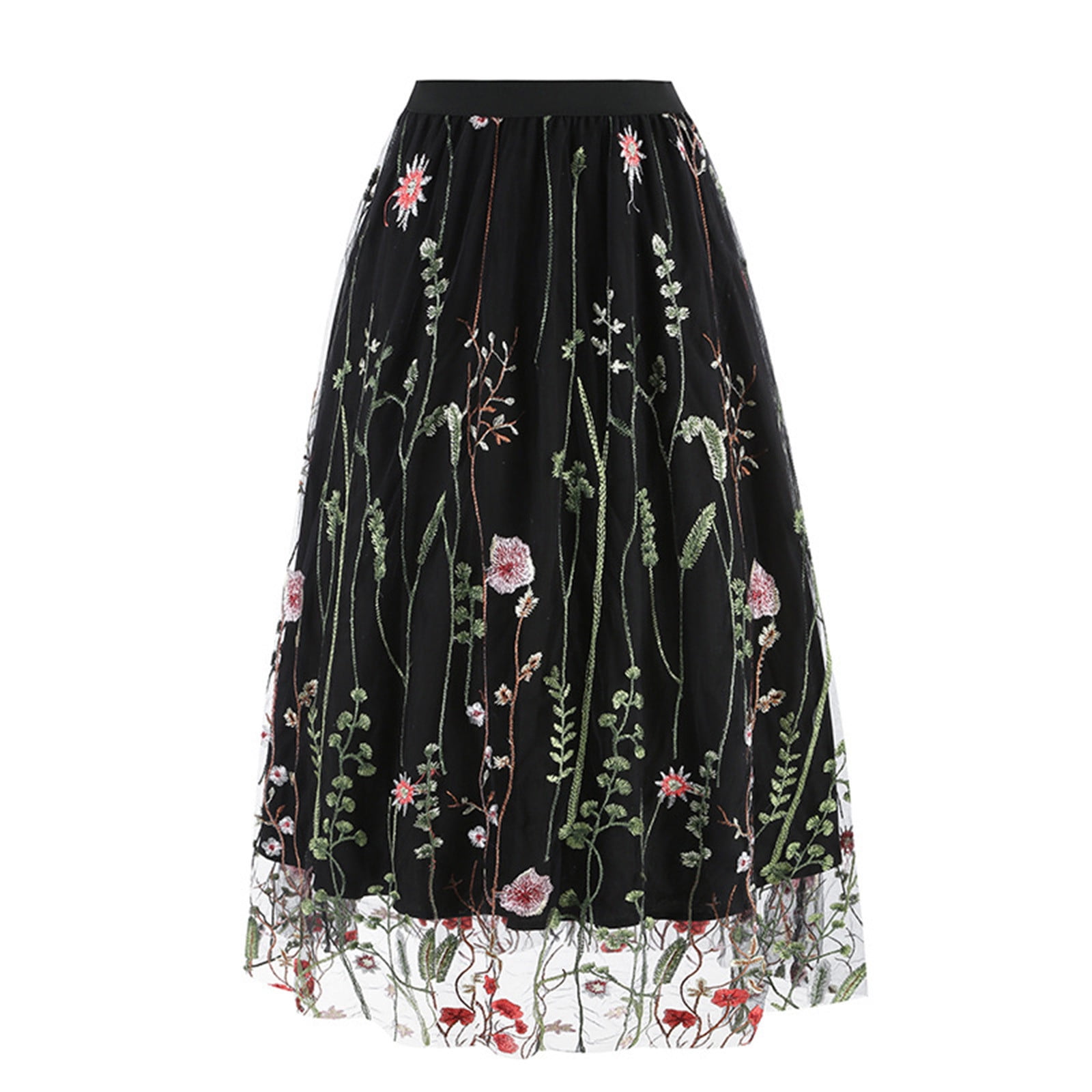 Black Elastic High Waist Bloom Skirt main image 0