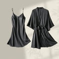 thumbnail image 1 of Zunfeo Satin Nightgown for Women Elegant Lace-up Silk Kimono Robes Cozy Pajama Sleepwear 2 Piece Set, 1 of 5