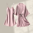 thumbnail image 1 of Zunfeo Satin Nightgown for Women Elegant Lace-up Silk Kimono Robes Cozy Pajama Sleepwear 2 Piece Set, 1 of 6