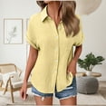 thumbnail image 1 of Zunfeo Summer Blouse for Women Soft Button Down Shirts 2025 Short Sleeve Dressy Tops with Pockets Yellow L, 1 of 7