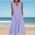 thumbnail image 1 of Zunfeo Summer Dresses for Women Cotton Linen Dress 2025 Beach Vacation Sleeveless Boho Sundress Purple 5XL, 1 of 4