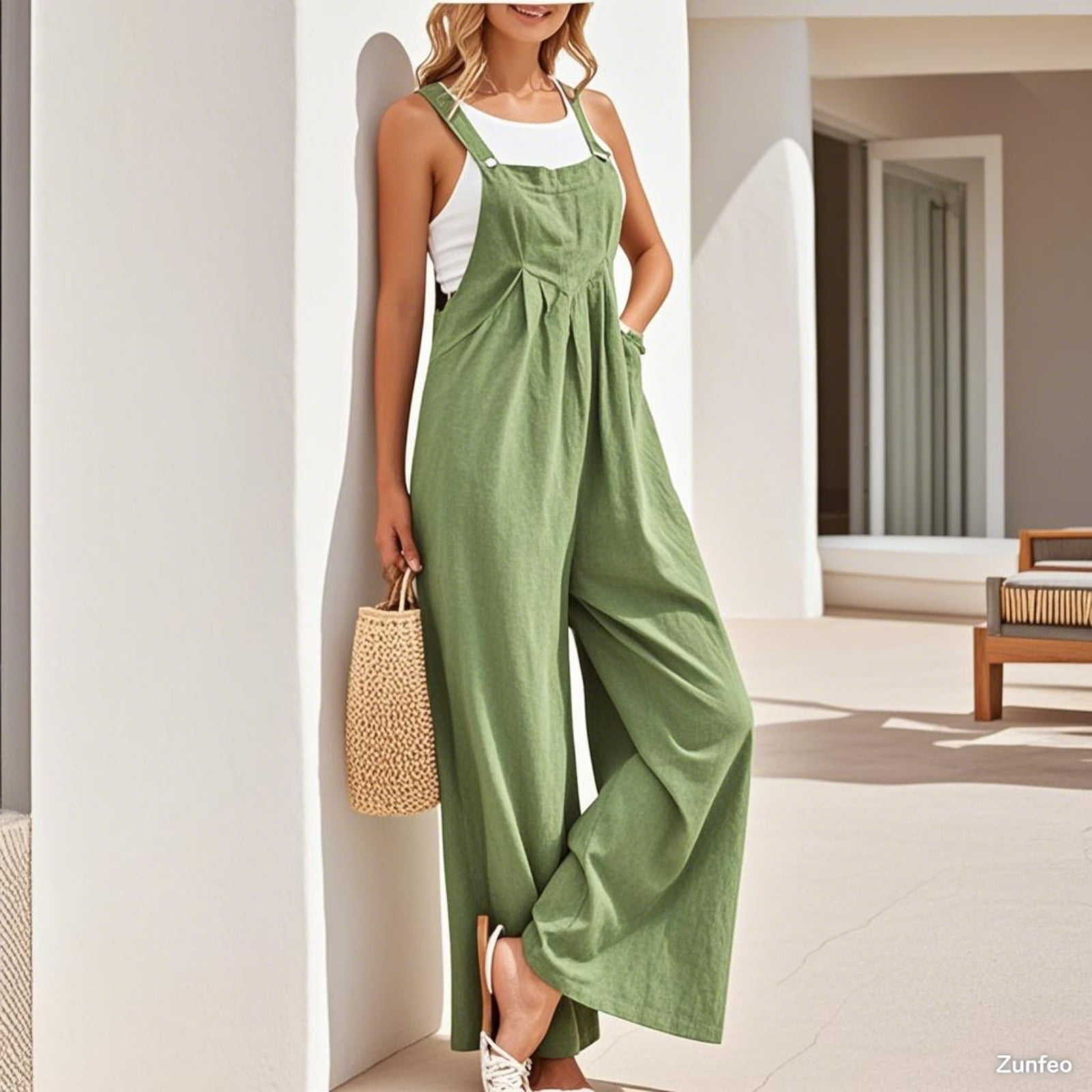 FITORON Women's Halterneck Wide-Leg Printed Overalls, High