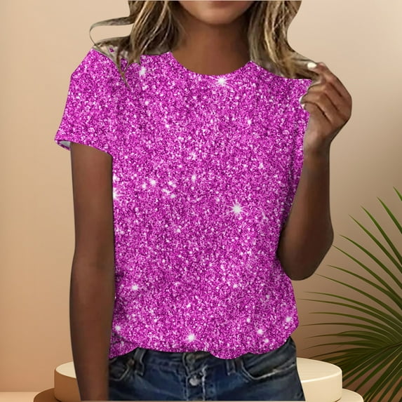 Zunfeo Summer Tops for Women 2025 Casual Cozy Tunic T Shirts Short Sleeve Juniors Tops Under $10 Purple S