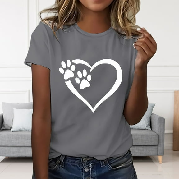 Zunfeo Summer Tops for Women 2025 Juniors Clothing Under $10 Short Sleeve Graphic T Shirts Gray M