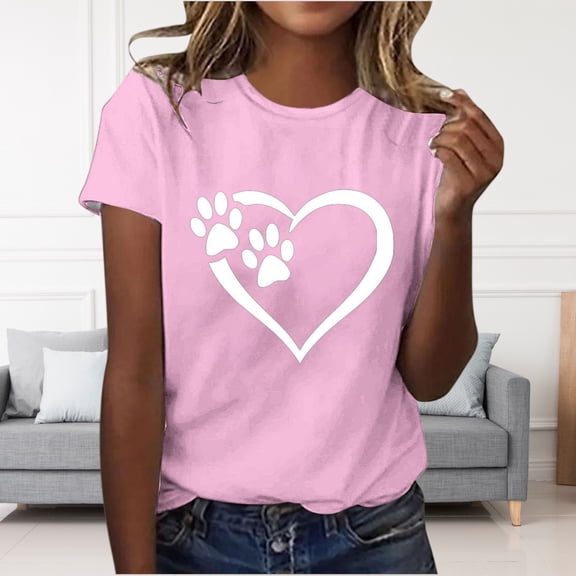 Zunfeo Summer Tops for Women 2025 Juniors Clothing Under $10 Short Sleeve Graphic T Shirts Pink S