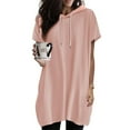 thumbnail image 1 of Zunfeo Summer Tops for Women Casual Loose Short Sleeve Hoodies Cozy Drawstring Oversize T Shirts- Pink 6, 1 of 6