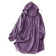 thumbnail image 1 of Zunfeo Sun Protection Clothing Women Lightweight Cotton Linen Blouse Hooded Summer Button Down Shirts Purple, 1 of 4