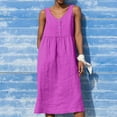 thumbnail image 1 of Zunfeo Sundresses for Women 2024 A-line Cotton Linen Dress Loose Beach Summer Dress Hot Pink 8, 1 of 6