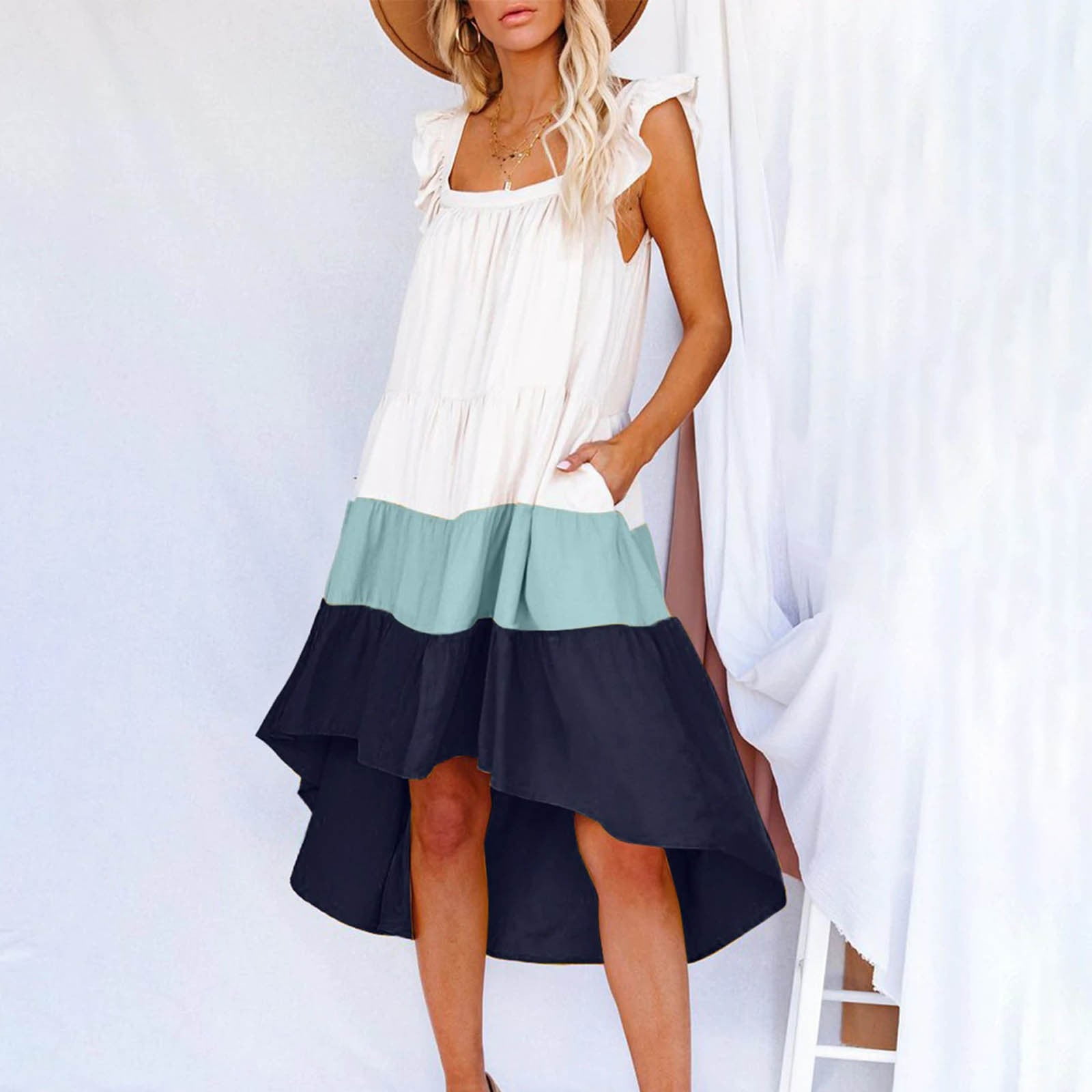 Zunfeo Sundresses for Women 2024 Summer Ruffles Beach Dress Pleated — free download