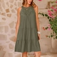 thumbnail image 1 of Zunfeo Sundresses for Women Lace Sleeveless Summer Beach Dress Loose Cozy A-line Ruffles Flowing Tank Dress Green S, 1 of 9