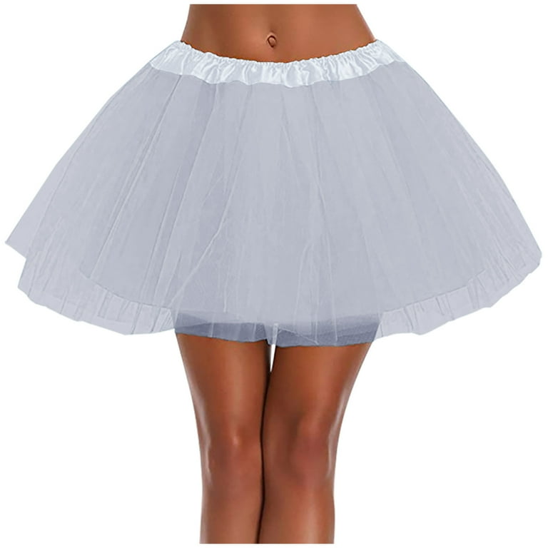 Zunfeo Tutu Skirts for Women Elastic Waist Mesh Double Layered