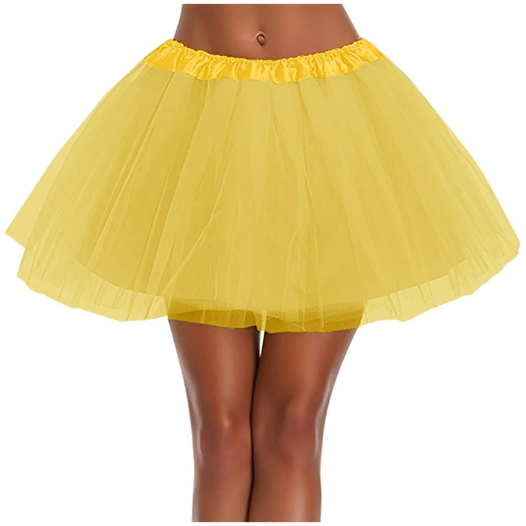 Zunfeo Tutu Skirts for Women Elastic Waist Mesh Double Layered
