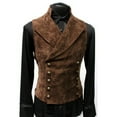 thumbnail image 1 of Zunfeo Vest for Men Suede- Steampunk Sleeveless Lapel Slim Fit Vintage Double Breasted Solid Button Down Waistcoat Vest Brown L, 1 of 3