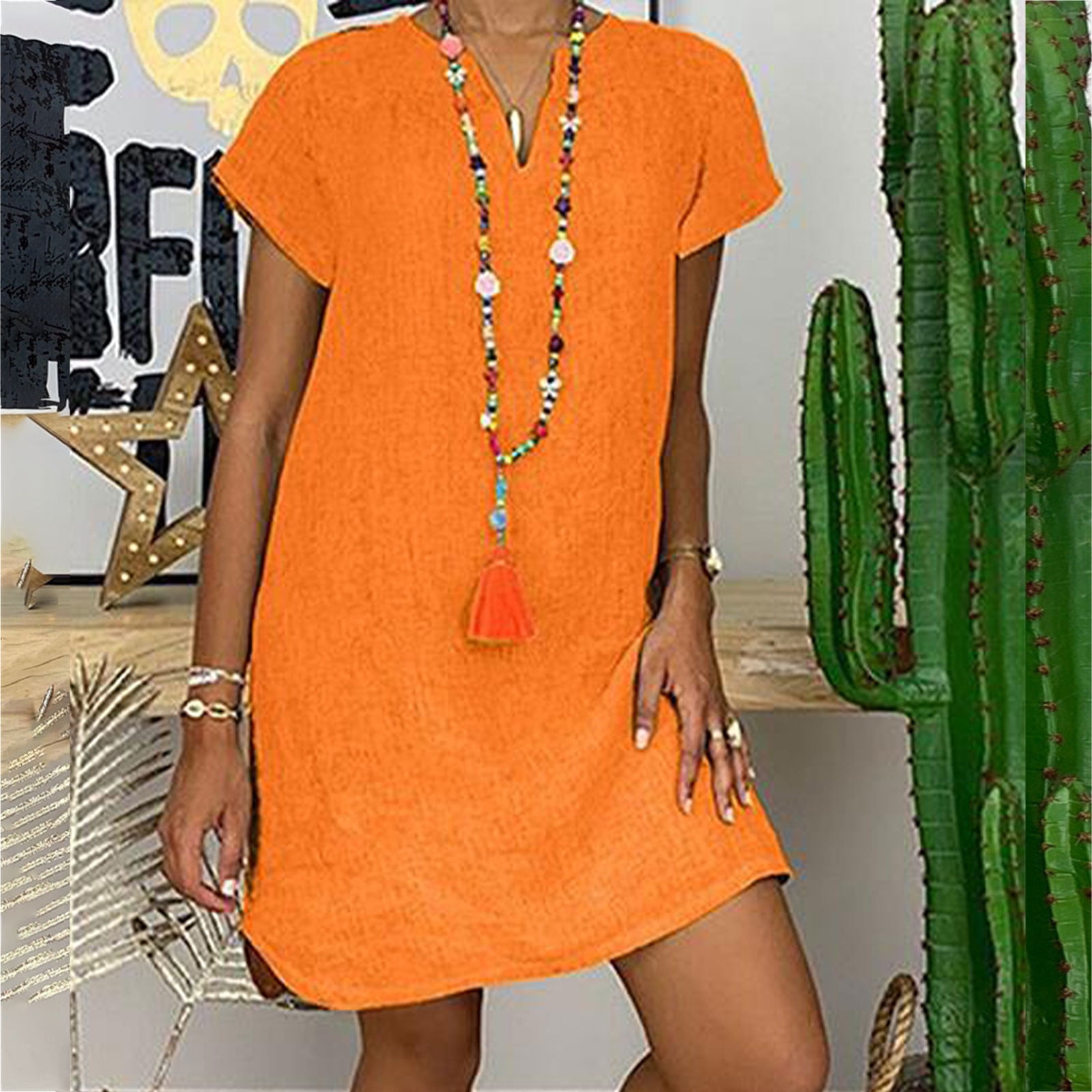 Zunfeo Women Beach Dress Summer Casual Loose Mini Dress Short 