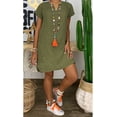 thumbnail image 1 of Zunfeo Women Beach Dress Summer Casual Loose Mini Dress Short Sleeve V-Neck Comfy HolidaySundress Solid Shift Dress for Vacation, 1 of 8