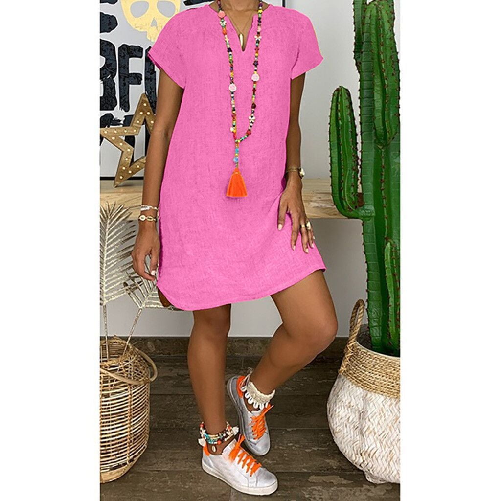 Zunfeo Women Beach Dress Summer Casual Loose Mini Dress Short 