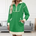 thumbnail image 1 of Zunfeo Women's Casual Corduroy Dress Long Sleeve Half-Zip Loose Knee-Length Fall Winter Dress with Pockets, Sports Cozy Daily Wear Green XL, 1 of 5