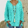 thumbnail image 1 of Zunfeo Women Sweater- Solid Leisure Top Drop Shoulder Long Sleeve Loose Comfy Knitted Tops V Neck Pullover Tops Sky Blue, 1 of 8