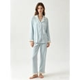 thumbnail image 1 of ZunFeo Women's Cotton 2-Piece Pajama Set - Long Sleeve with Ruffle Trim & Chest Pocket, Cozy Cotton Loungewear for Sleep & Home Relaxing,Blue Size M, 1 of 6