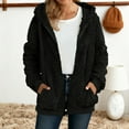 thumbnail image 1 of ZunFeo Women's Warm Plush Jacket Hooded Zip-up Soft Loose Fall Winter Lightweight Coat with Pockets, Black L, 1 of 8