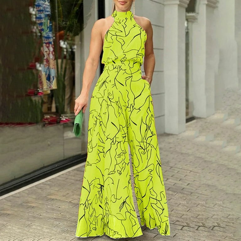 Fashion women's printed halter sexy jumpsuit Fashion women's printed halter sexy jumpsuit