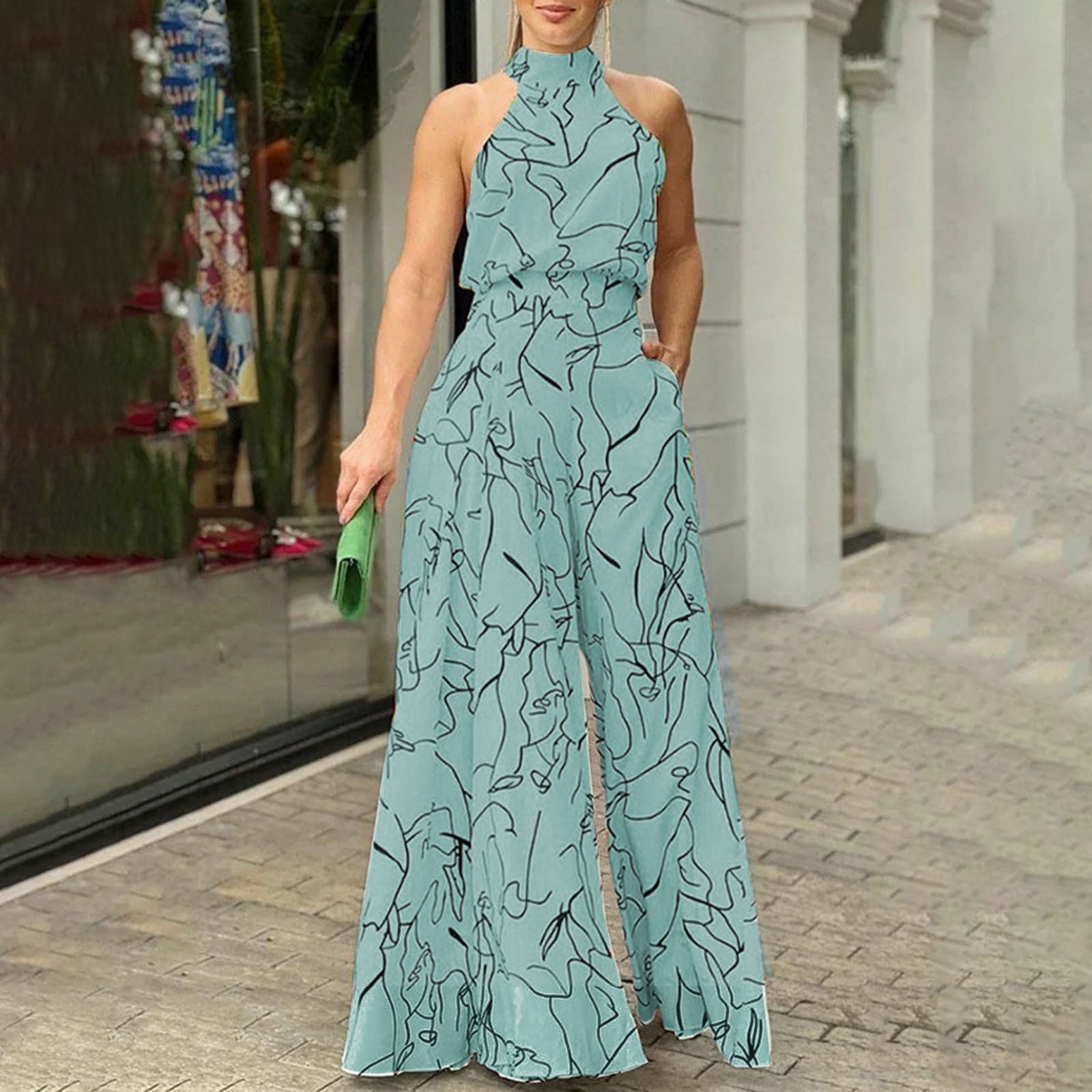 Zunfeo Women's Jumpsuit High Waist Printed Sexy Halterneck Zunfeo Women's Jumpsuit High Waist Printed Sexy Halterneck