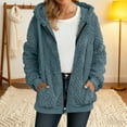 thumbnail image 1 of ZunFeo Women's Warm Plush Jacket Hooded Zip-up Soft Loose Fall Winter Lightweight Coat with Pockets, Blue L, 1 of 8