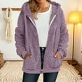 thumbnail image 1 of ZunFeo Women's Warm Plush Jacket Hooded Zip-up Soft Loose Fall Winter Lightweight Coat with Pockets, Purple S, 1 of 7