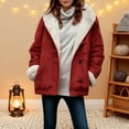 thumbnail image 1 of Zunfeo Women's Sherpa Lined Toggle Coat - Warm Stretchy Nylon-Spandex, Red, Size M, with Side Pockets for Winter Casual Daily Wear, 1 of 6
