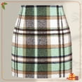 thumbnail image 1 of Zunfeo Plaid Skirt for Women High Waisted Fall Winter Mini Wrap Wool Skirts for Party Go Out Green XL, 1 of 5