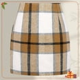 thumbnail image 1 of Zunfeo Plaid Skirt for Women High Waisted Fall Winter Mini Wrap Wool Skirts for Party Go Out Brown 2XL, 1 of 4