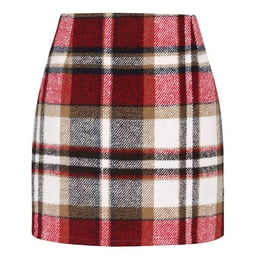 Plaid Skirt Womens 2024 Fashion Wool High Waist Pencil Skirt Bodycon Spring Winter Short Dress Plaid Mini Skirt