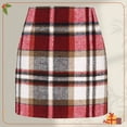 thumbnail image 1 of Zunfeo Plaid Skirt for Women High Waisted Fall Winter Mini Wrap Wool Skirts for Party Go Out Red l, 1 of 4