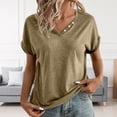 thumbnail image 1 of ZunFeo Womens Summer Tops Casual Cozy Short Sleeve Tunic T Shirts Soft Pullover Juniors Basic Tops, $10 Khaki L, 1 of 7