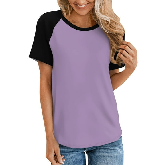 Zunfeo Womens Summer Tops Casual Loose Graphic Tee Shirts Short Sleeve Pullover Tunic Tops Purple 12