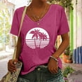 thumbnail image 1 of Zunfeo Junior Shirts for Women Short Sleeve Summer Tops Casual V Neck Pullover Beach Blouse T Shirts Hot Pink XL, 1 of 5