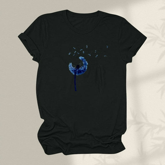 ZunFeo Womens Summer Tops Crew Neck Cute Junior Tops Casual Short Sleeve Printed Loose Tee Shirts