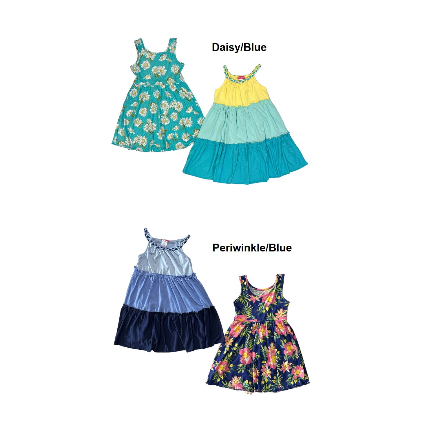Zunie Girl Girl's 2Pack Sleeveless Soft Knit Any Occasion Dresses (Periwinkle/Blue, L (10/12