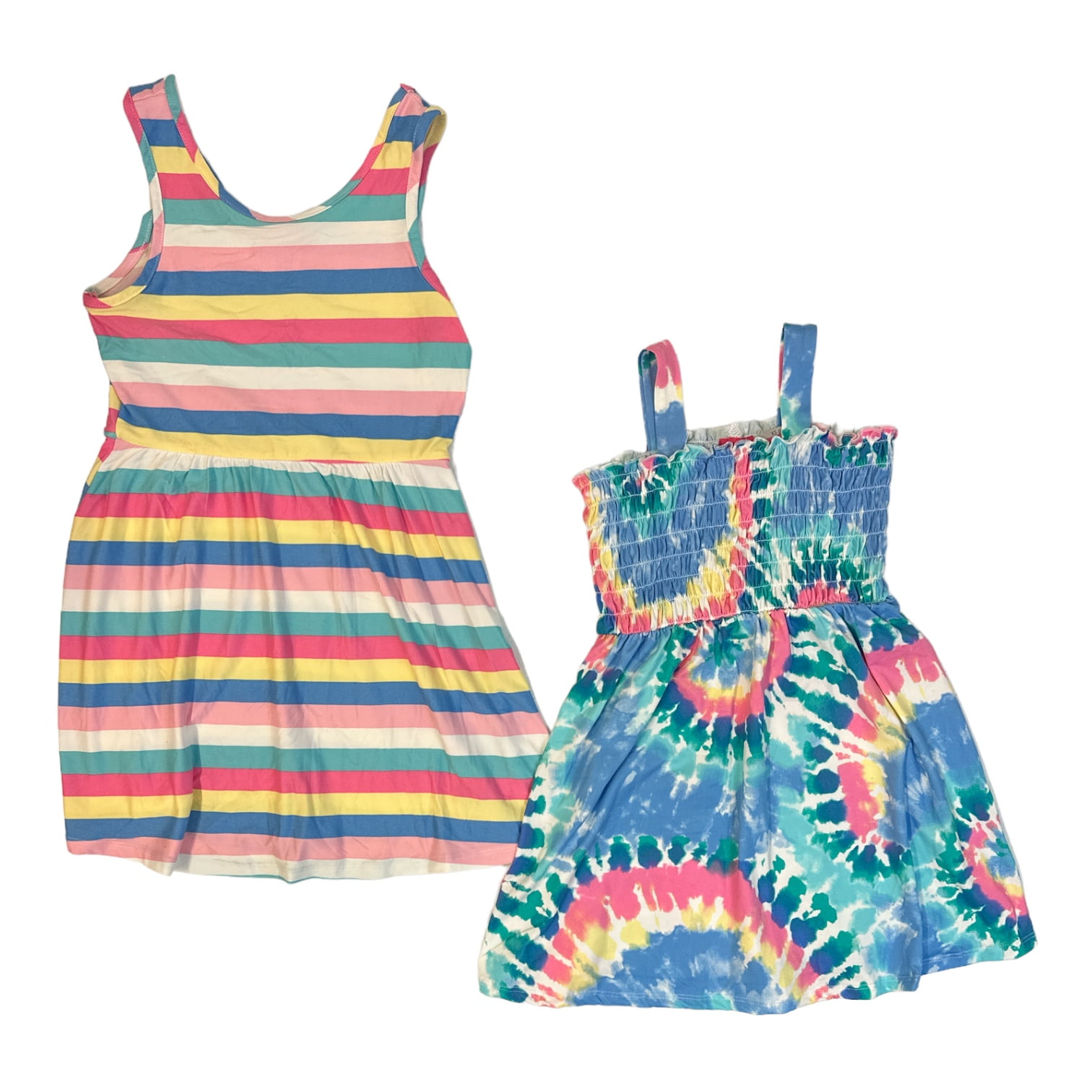 Zunie Girl Girl's 2Pack Sleeveless Soft Knit Any Occasion Dresses (Pink/Blue, L (10/12