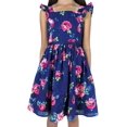 thumbnail image 1 of Zunie Girl Girl's Cotton Floral A-Line Any Occasion Knee-Length Dress (Navy Multi, S (6/6X)), 1 of 1
